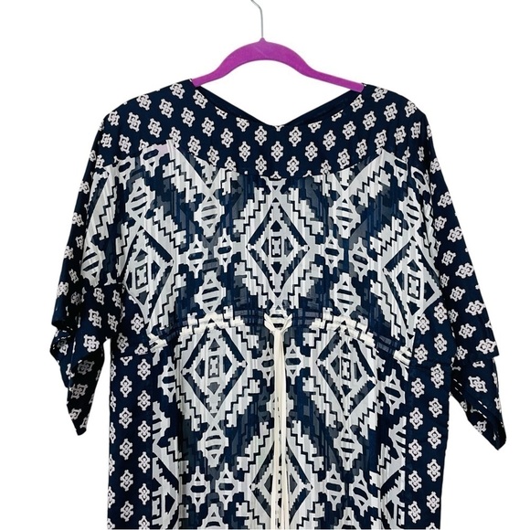 NEW Tory Burch Beatrice Dress Tapestry Geo  Cover Up Caftan Dress Fringe Size 4 - Picture 7 of 16